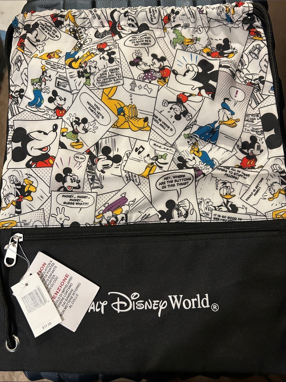 Walt Disney World Comic Panel cinch- Black & Multicolor
